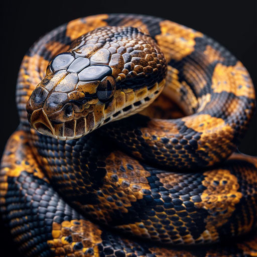 Python snake coiled defensively