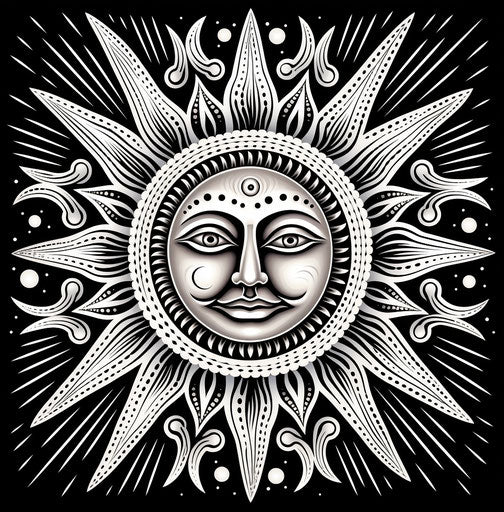 Vector illustration of sun outline in pj crook style