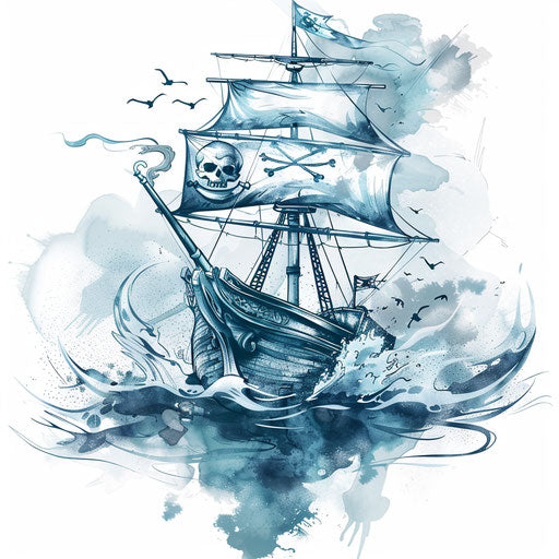 Calm pirate on peaceful sea