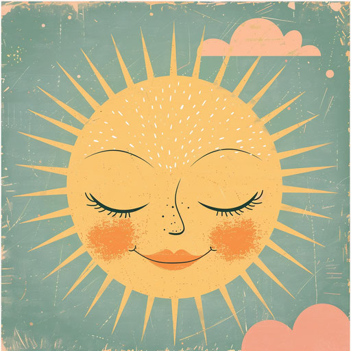 Sunny clipart with random flat background and vintage filter