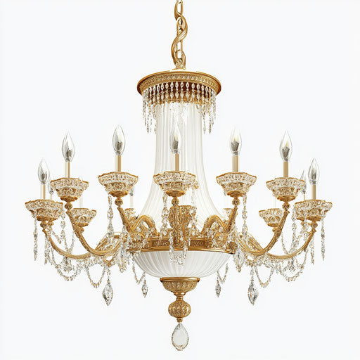 3D Chandelier on flat white background, isolated clipart