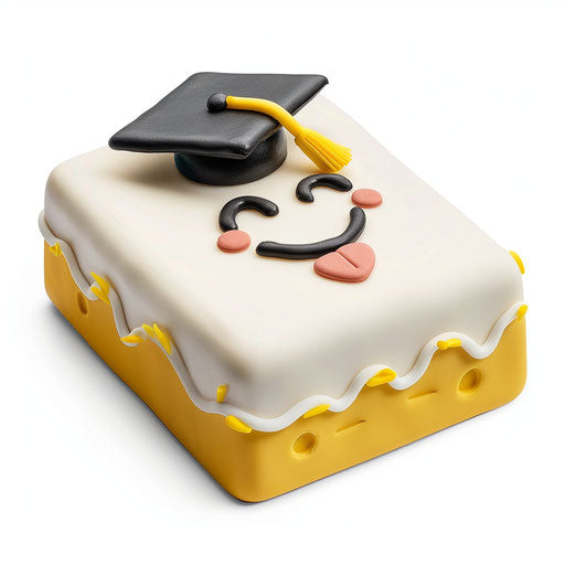 Ceremony cake with graduation cap emoji