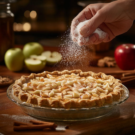 Apple pie sprinkled with sugar and spices