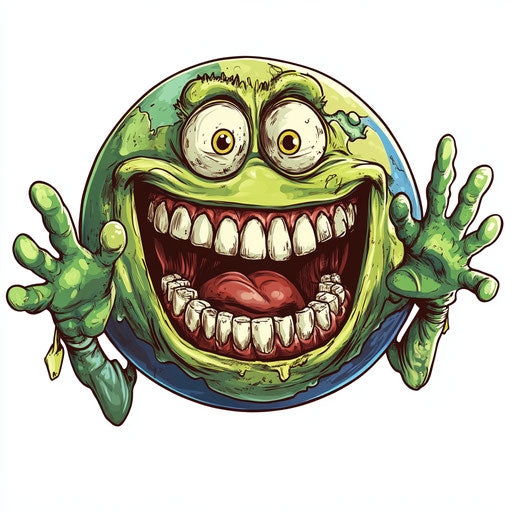 Humorous caricature of a global warming clipart with human characteristics