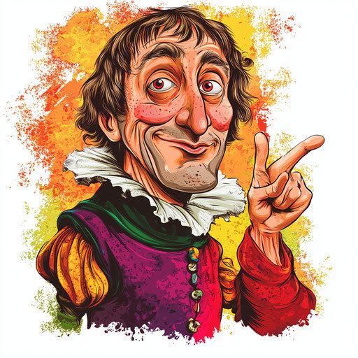 Humorous caricature of a Nicolaus Copernicus clipart with human characteristics