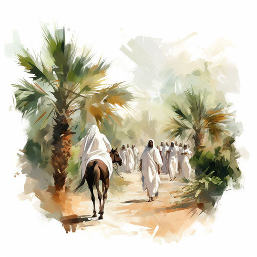 Impressionistic Palm Sunday clipart on white background