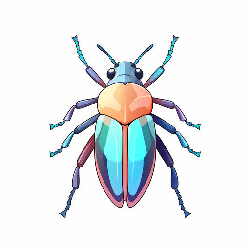Bug illustration in the style of Pastel Colors Art, on white background