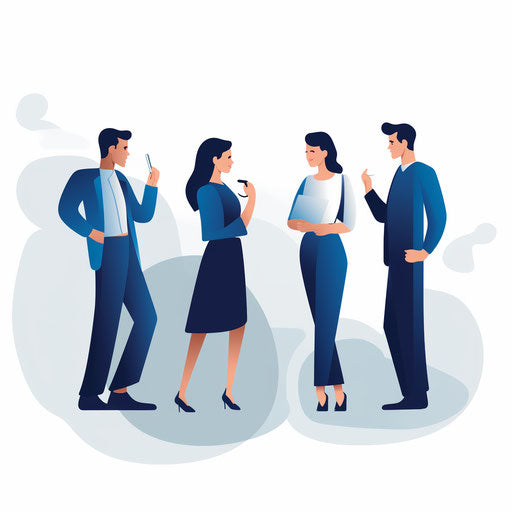 Illustration of people talking in a Minimalist style, on white background