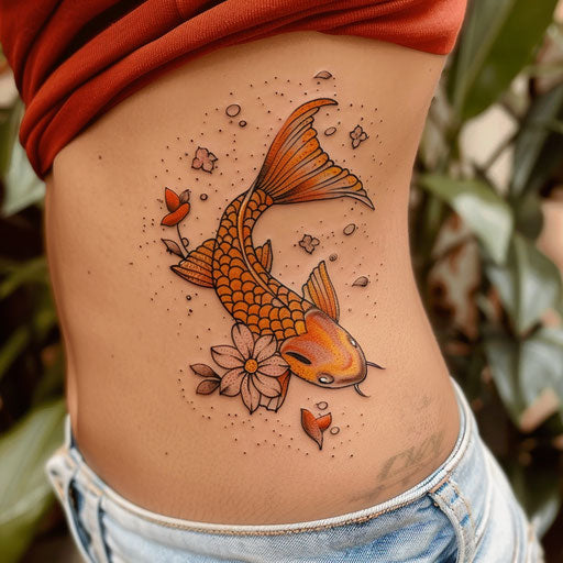 Vibrant and traditional small Japanese tattoos with koi fish