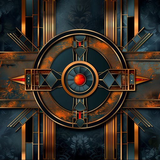 Art Deco logo with a luxurious background, rich colors