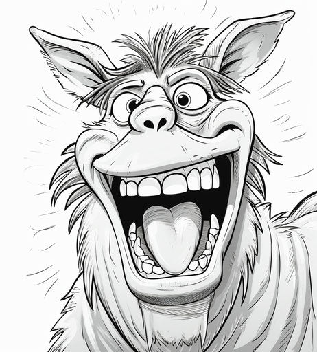 Donkey coloring page with mouth open