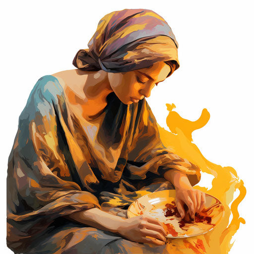 Artistic depiction of a clip in oil painting on white background