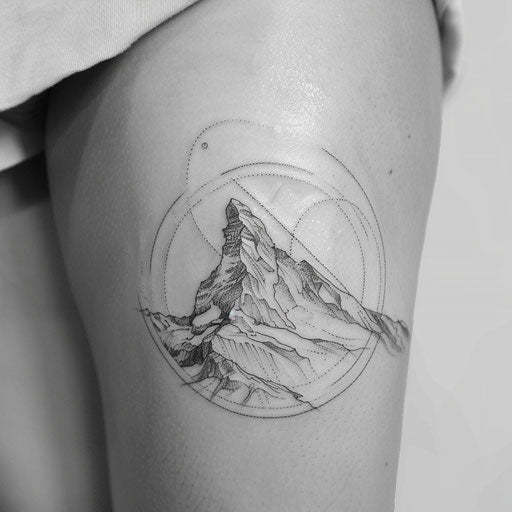 Bold sketch of mountain landscape in one continuous line