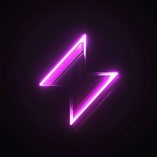 Futuristic logo design art in neon purple, on black background