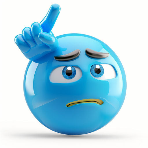 The blue emoji looking confused and contemplative