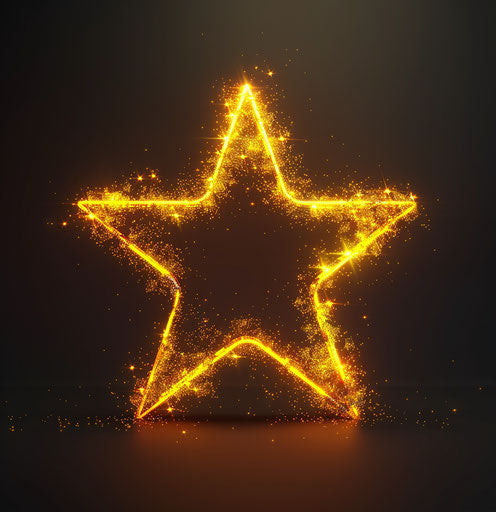 Yellow star icon, Zeiss Milvus 25mm f/1.4 style, contest winner, sparklecore, light black, 8k resolution, chromatic joy, quadrature 27:28