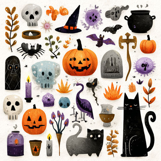 Collage of Spooky and Playful Halloween Elements