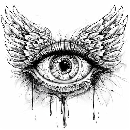 Spiritual vision of an eye with angel wings