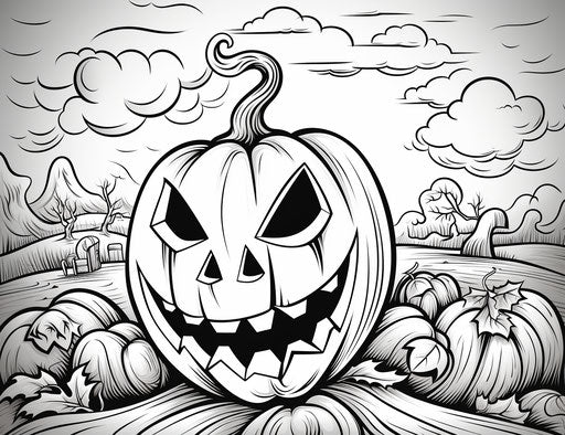 Cute pumpkin in detailed style, pictorial space