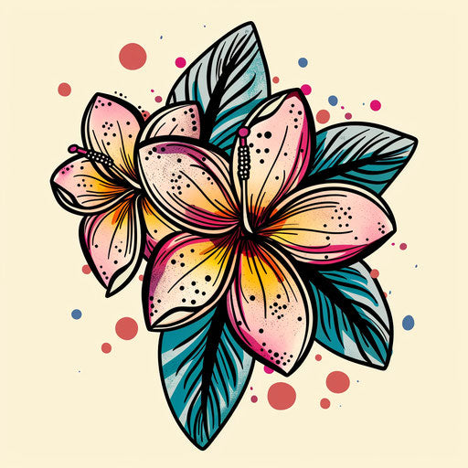 Playful plumeria with polka dots and vibrant pink