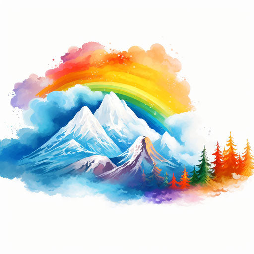 Rainbow clipart png in the style of Oil painting, on a white background