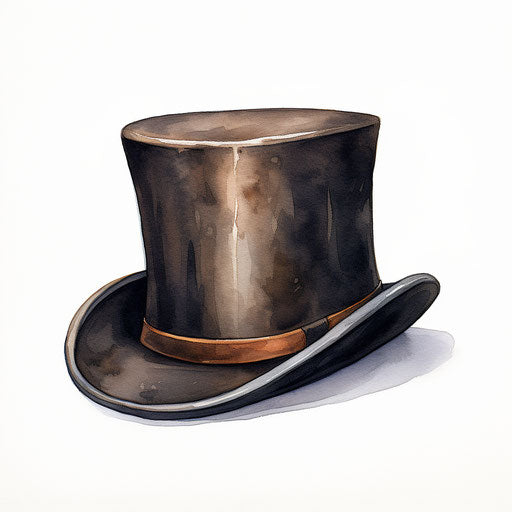 Top hat clipart in the style of oil painting, on white background