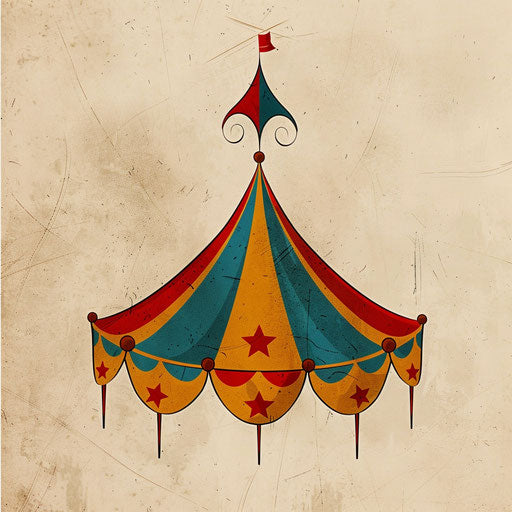 Circus clip art in photo realistic quality on flat beige background