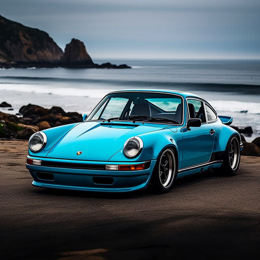 Classic bright blue sports car