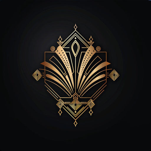 Best Art Deco logo with luxurious gold elements on black background