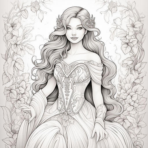 Princess in a subtle toned artwork, book-like style