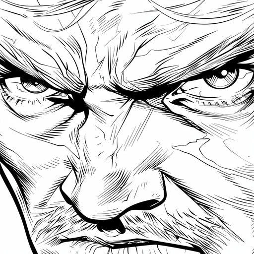 Detailed superhero face with determined eyes