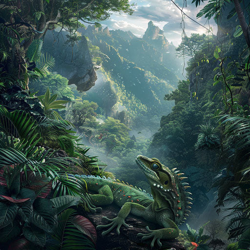 Gecko lizard in a majestic mountainous jungle