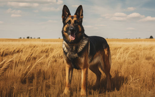 German shepherd dog standing in a field
