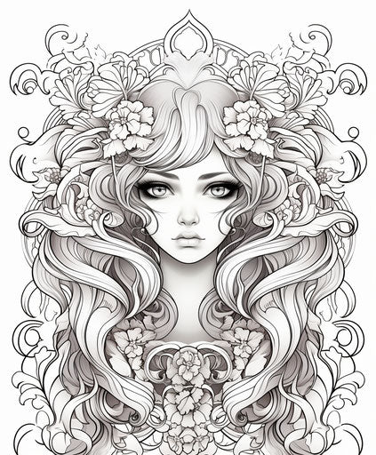 Anime coloring for kids, in the style of Henryk Gotlib, Cristina McAllister, ethereal and dreamlike 5:6