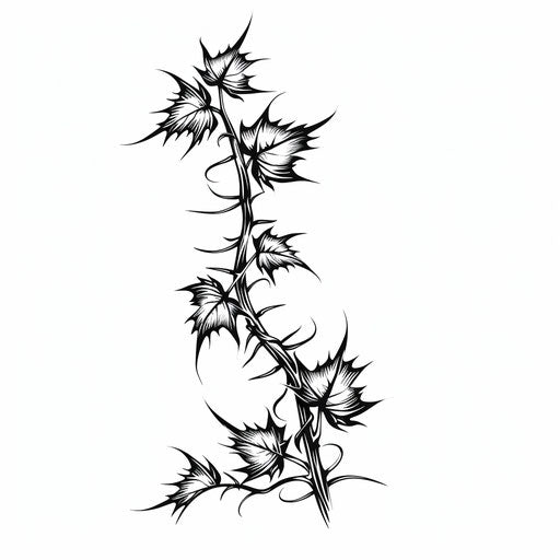 Detailed vine tattoo design with thorns