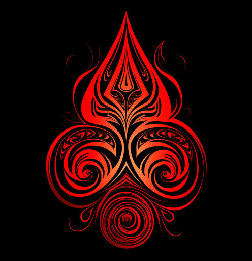 Black and red tribal designs, classic tattoo motifs