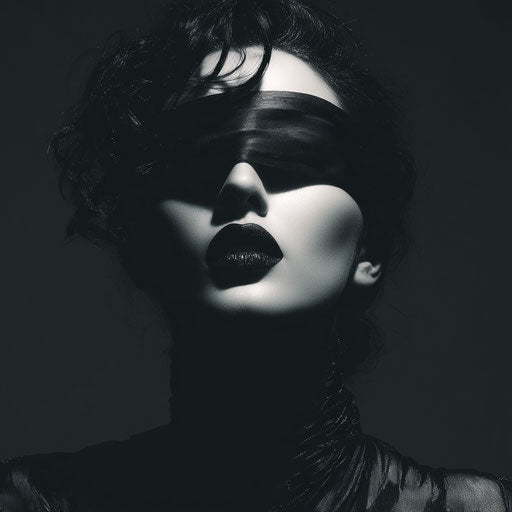 Mysterious portrait with striking black lips