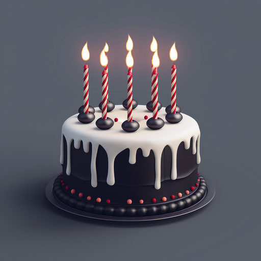 Realistic funny birthday clipart on flat slate grey background