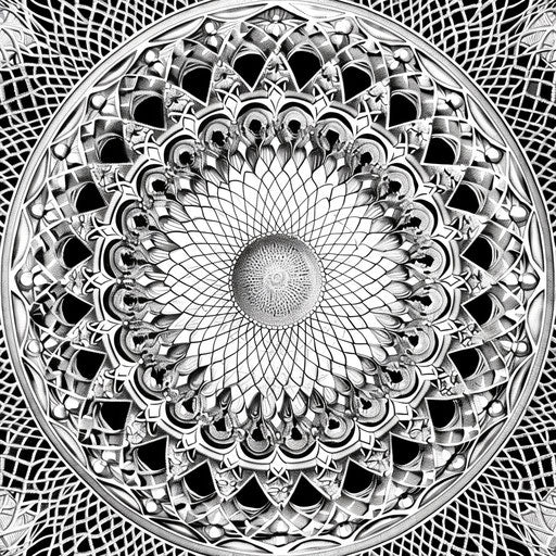 Circle of intricate lace patterns. Coloring book page