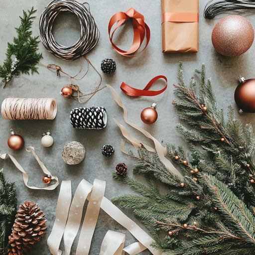 Creating a Christmas garland with crafting materials