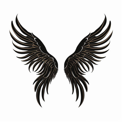 Minimalist wings clipart, on a white background
