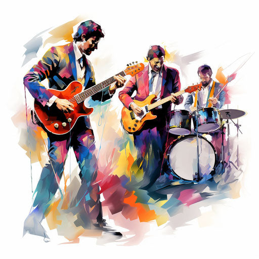 Group illustration in the style of Impressionistic Art, on white background