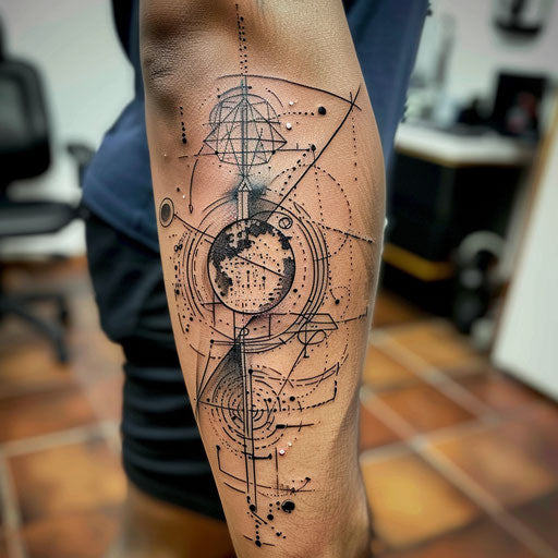 Modern flat tattoo sketch of an abstract design symbolizing air and space