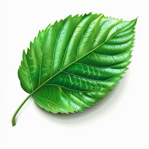 Realistic green leaf clipart with dynamic shadows