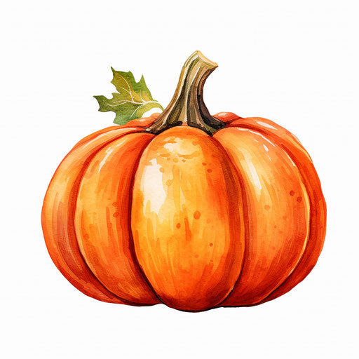 Pumpkin clipart in the style of oil painting, on a white background