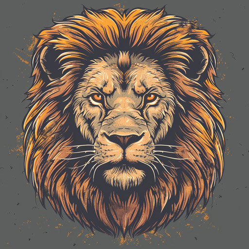 Bold lion head on a gray backdrop