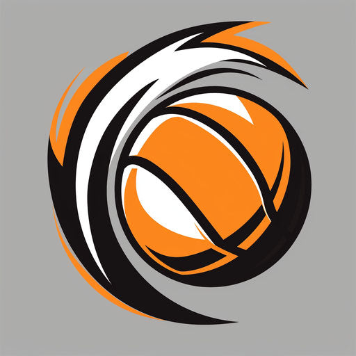 Modern basketball logo with a sleek basketball icon on light grey background
