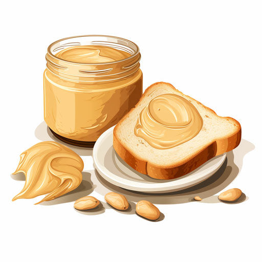 Minimalist-style peanut butter illustration, on white background