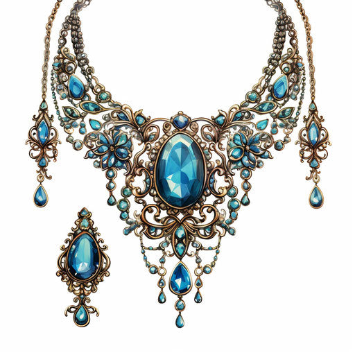 Jewelry clipart in the style of oil painting, on a white background