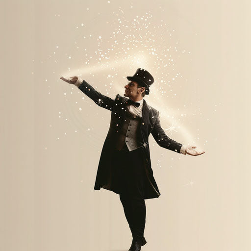 Realistic magician clipart on flat cream background